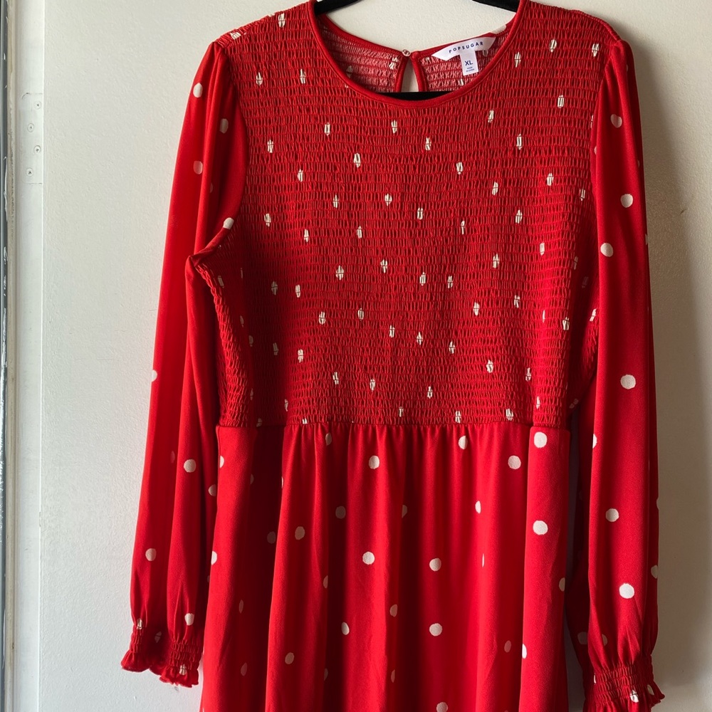 POPSUGAR red polka dot dress